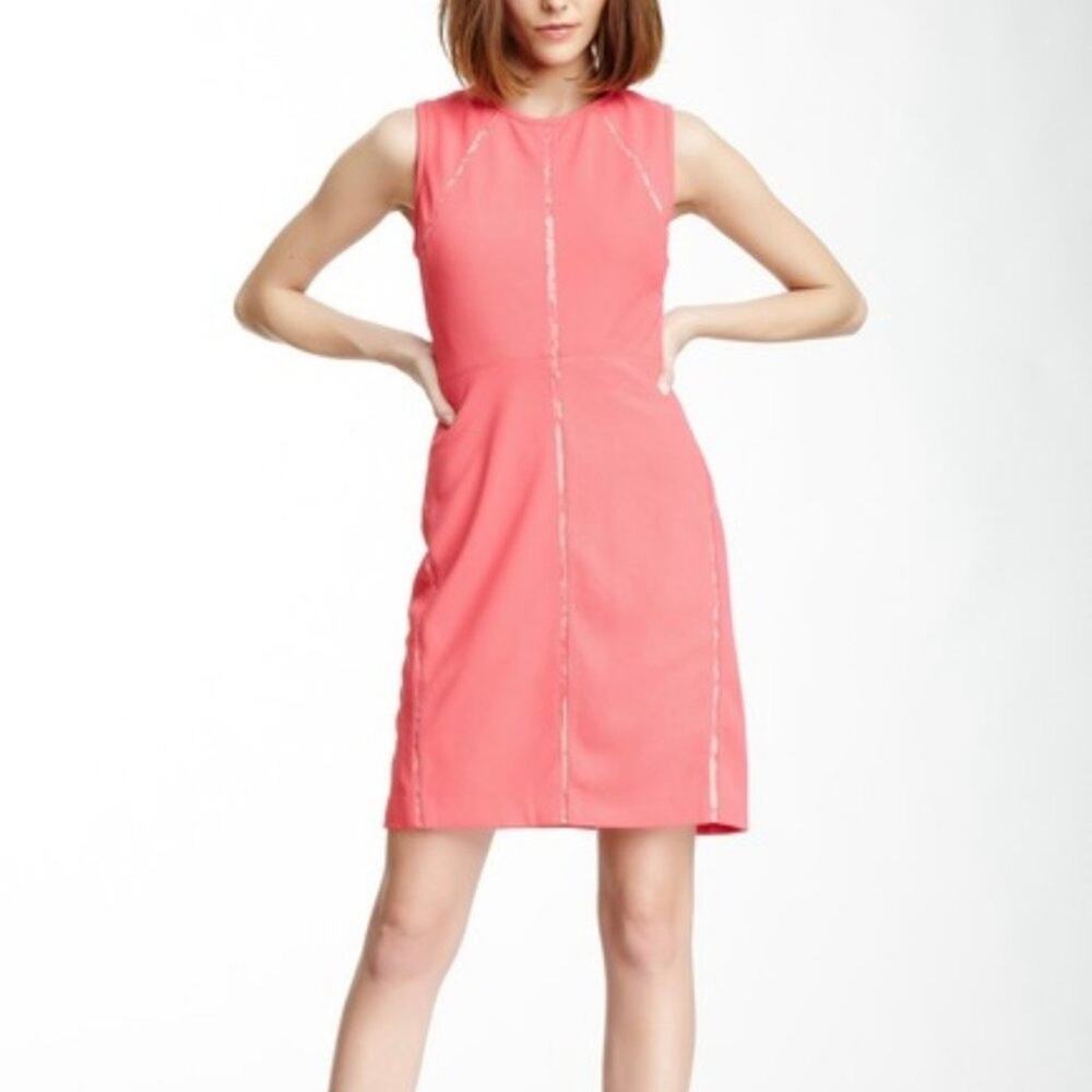 New Julia Jordan Pink Lace Ribbed Sheath Dress Size 8‎